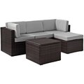 Veranda Palm Harbor 5-Piece Outdoor Wicker Sectional Seating Set with Grey Cushions - Brown, 5PK VE383552